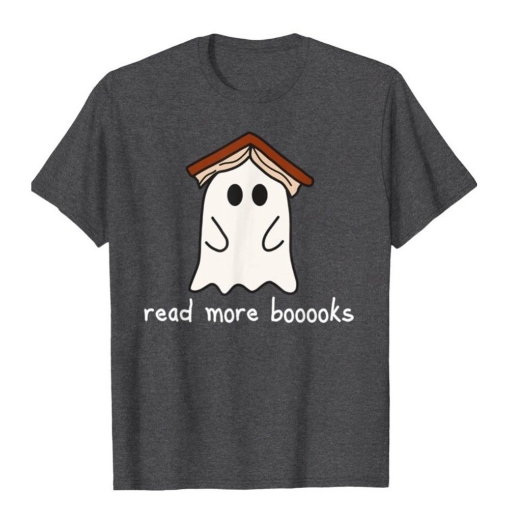 Unbranded T-Shirt Women Large Gray New Imperfect Halloween Ghost Read More Books